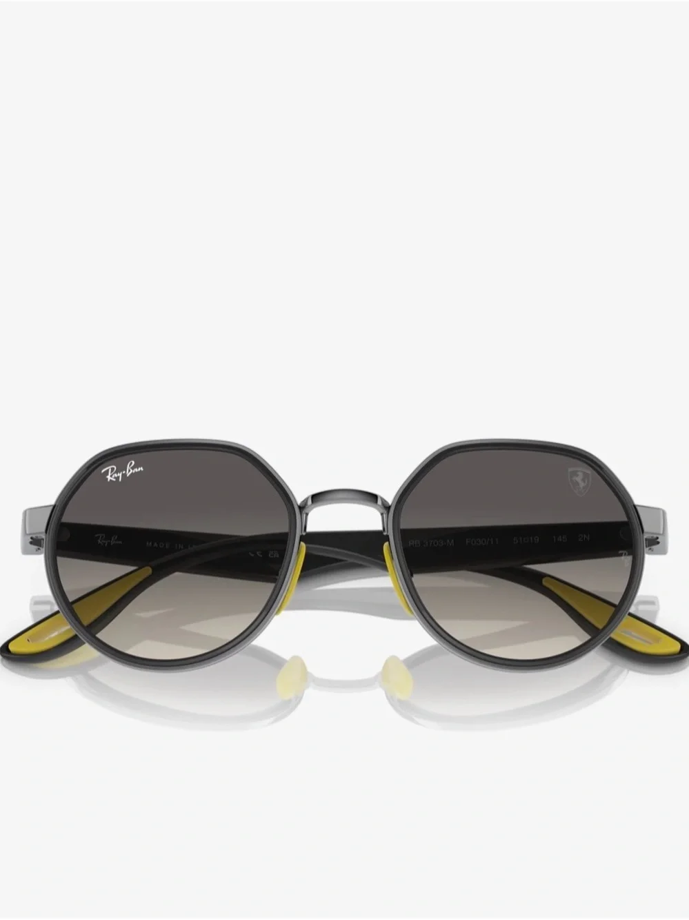Ray-Ban Women's Gray Gradient Round Sunglasses with Yellow Accents